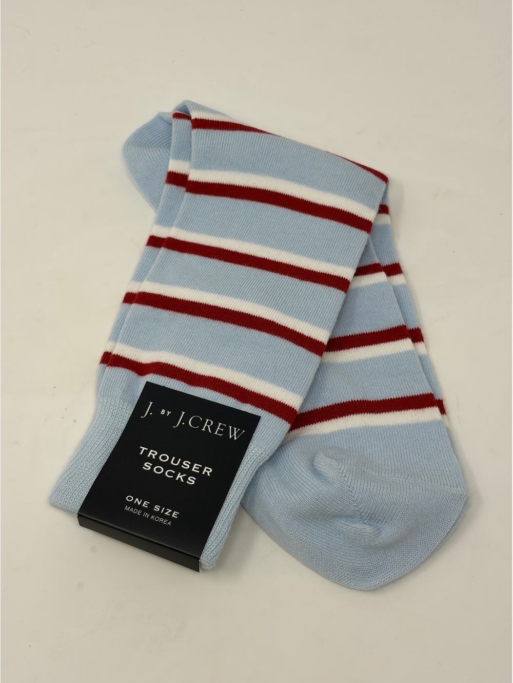 J. Crew Trouser Socks One Size Light Blue Red Striped